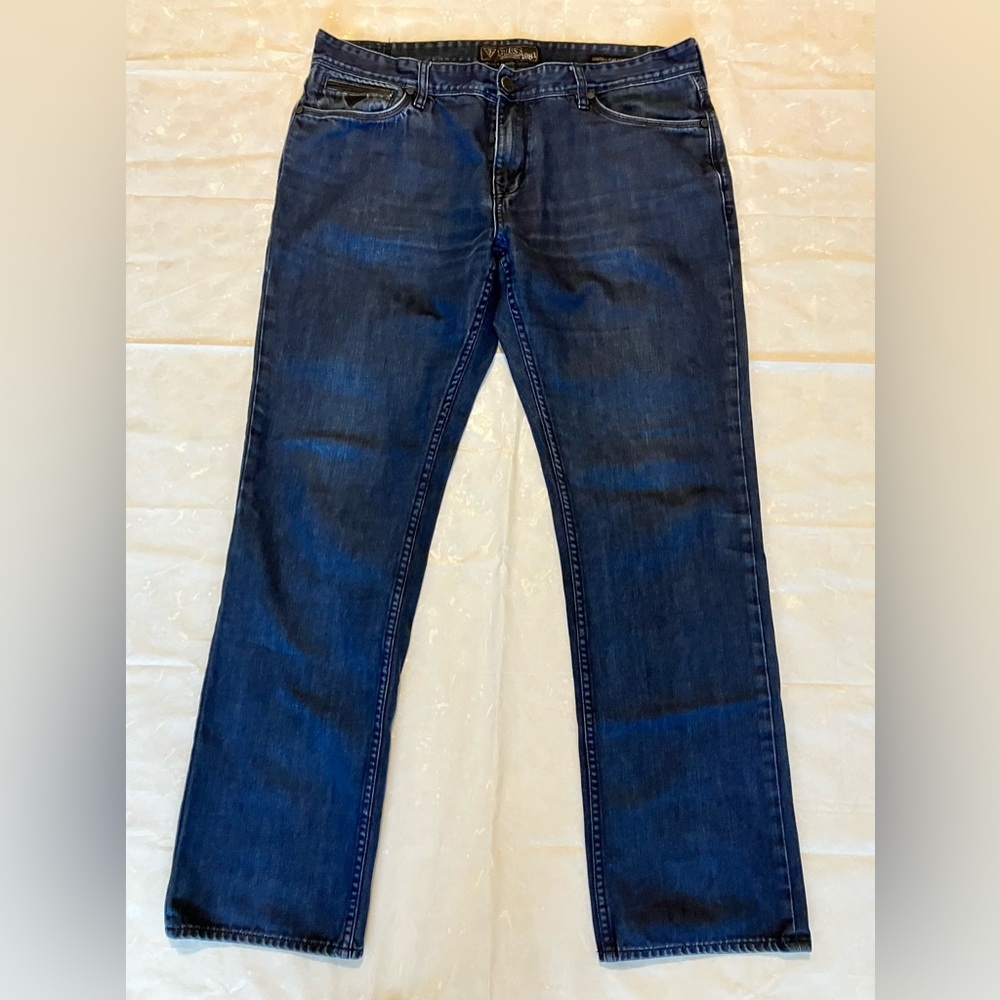 VTG Guess Men’s Lincoln-Slim Straight Sz 38’×43’ Blue Jean Pant daily fe…